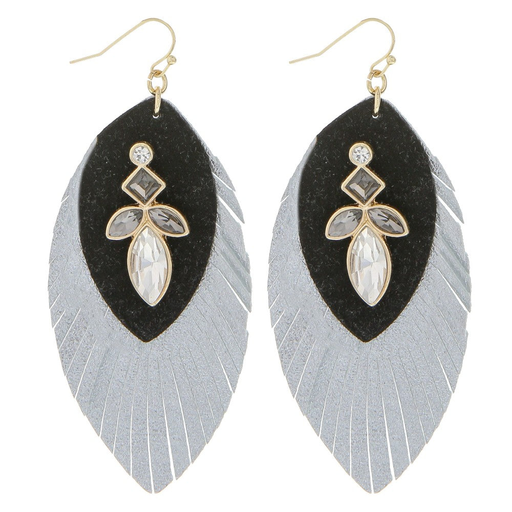 Rhinestone Feather Earrings