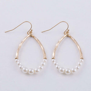 Hammered pearl beaded teardrop earrings