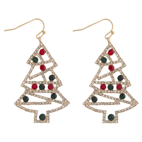 Christmas tree dangle earrings