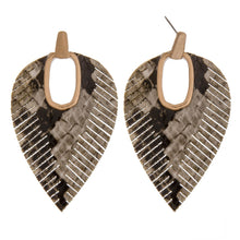 Load image into Gallery viewer, Faux leather snakeskin hinge cut out earrings