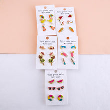 Load image into Gallery viewer, Enamel coated summer time stud earring set