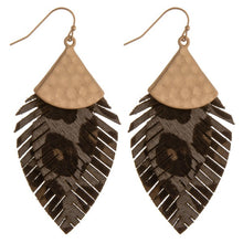 Load image into Gallery viewer, Doubled faux leather feather earrings