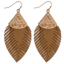 Load image into Gallery viewer, Doubled faux leather feather earrings