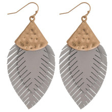 Load image into Gallery viewer, Doubled faux leather feather earrings