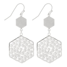 Load image into Gallery viewer, Ivory Pearl Beaded Hexagon Drop Earrings