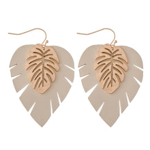 Load image into Gallery viewer, Palm Leaf Drop Earring Featuring a Gold Palm Leaf