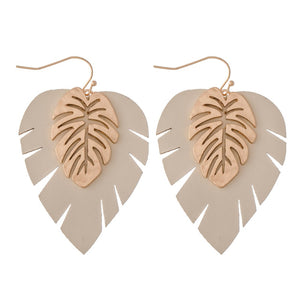 Palm Leaf Drop Earring Featuring a Gold Palm Leaf