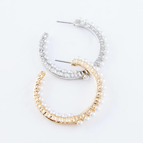 Inner & Outer Ivory Pearl Beaded Hoop Earrings
