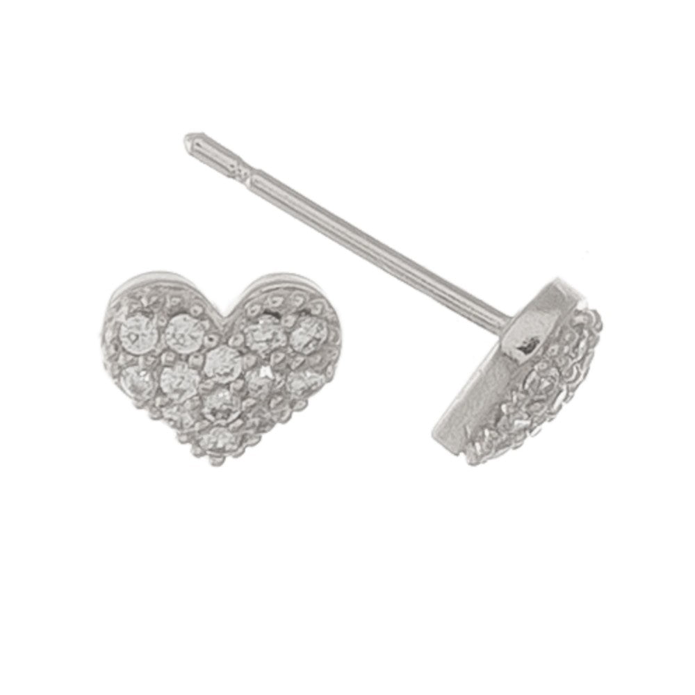 Rhinestone heart stud earrings