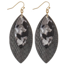 Load image into Gallery viewer, Faux Leather Snakeskin Drop Earrings with Resin Accent