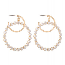 Load image into Gallery viewer, Ivory Pearl nested drop hoop earrings