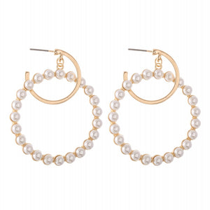 Ivory Pearl nested drop hoop earrings