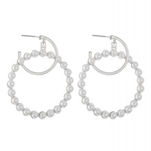 Load image into Gallery viewer, Ivory Pearl nested drop hoop earrings