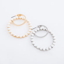 Load image into Gallery viewer, Ivory Pearl nested drop hoop earrings