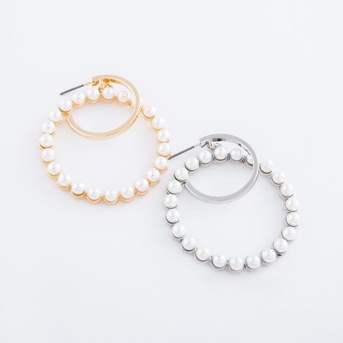 Ivory Pearl nested drop hoop earrings