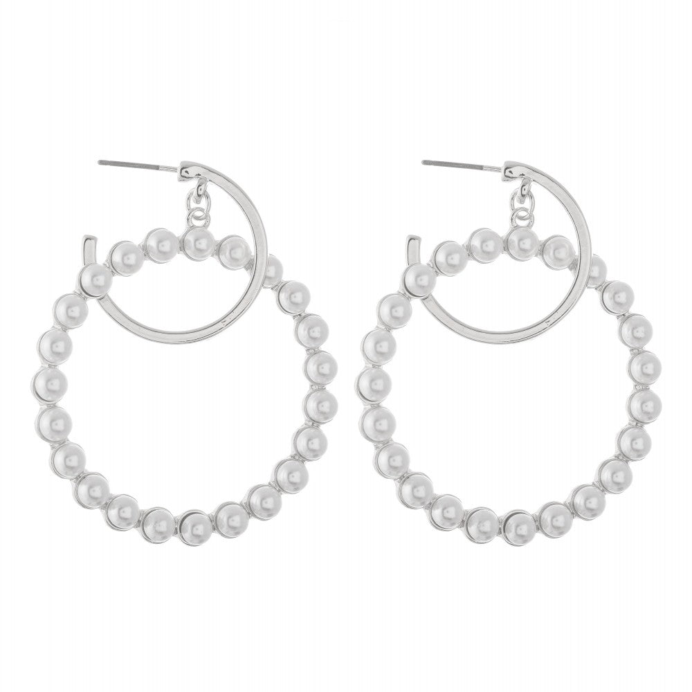 Ivory Pearl nested drop hoop earrings