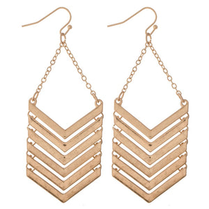 Metal Chevron Linked Drop Earrings
