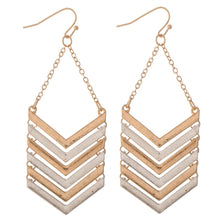 Load image into Gallery viewer, Metal Chevron Linked Drop Earrings