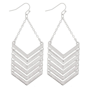 Metal Chevron Linked Drop Earrings
