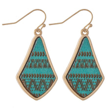 Load image into Gallery viewer, Wooden Tribal Print Drop Earrings