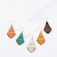 Load image into Gallery viewer, Wooden Tribal Print Drop Earrings