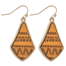 Load image into Gallery viewer, Wooden Tribal Print Drop Earrings