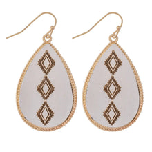 Load image into Gallery viewer, Wooden Tribal Stamped Teardrop Earrings