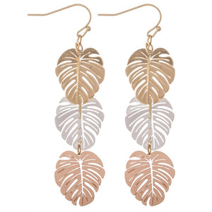 Patina Multi Tone Filigree Palm Linked Drop Earrings