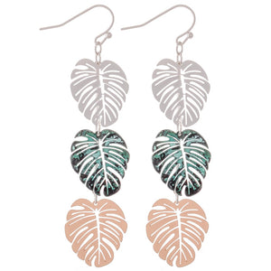 Patina Multi Tone Filigree Palm Linked Drop Earrings
