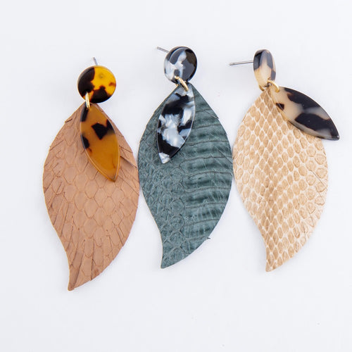 Animal Print Feather Drop Earrings