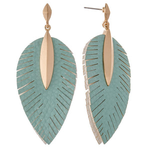 Leaf Drop Earrings Featuring Gold Accent