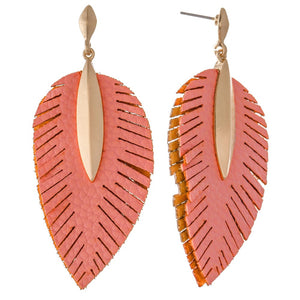 Leaf Drop Earrings Featuring Gold Accent