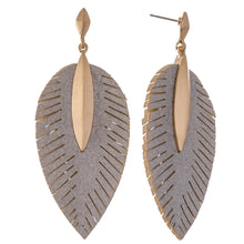 Load image into Gallery viewer, Leaf Drop Earrings Featuring Gold Accent