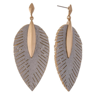 Leaf Drop Earrings Featuring Gold Accent