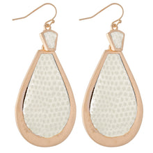 Load image into Gallery viewer, Metal Encased Faux Leather Hinge Teardrop Earrings