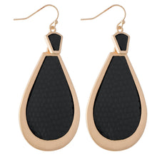 Load image into Gallery viewer, Metal Encased Faux Leather Hinge Teardrop Earrings
