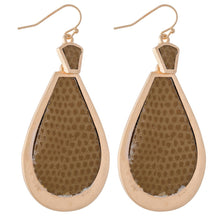 Load image into Gallery viewer, Metal Encased Faux Leather Hinge Teardrop Earrings