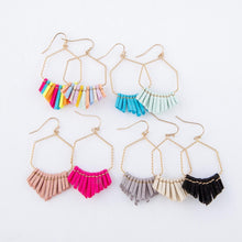 Load image into Gallery viewer, Twisted Textured Faux Leather Tassel Drop Earrings