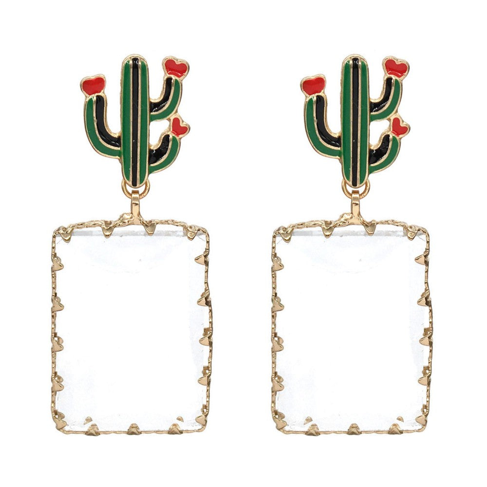 Cactus Crystal Drop Earrings