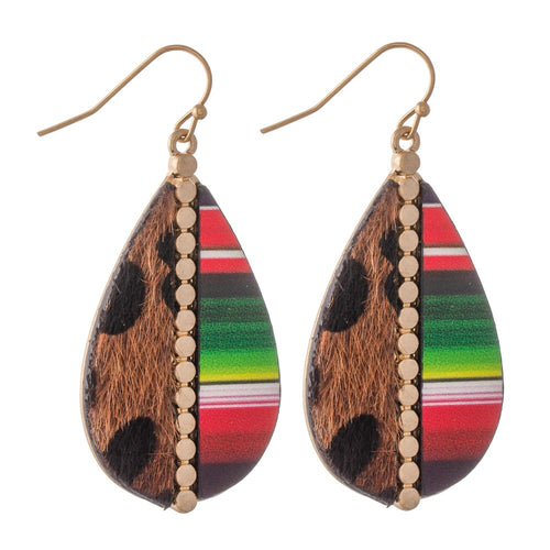 Leopard Print and Serape Teardrop Earrings