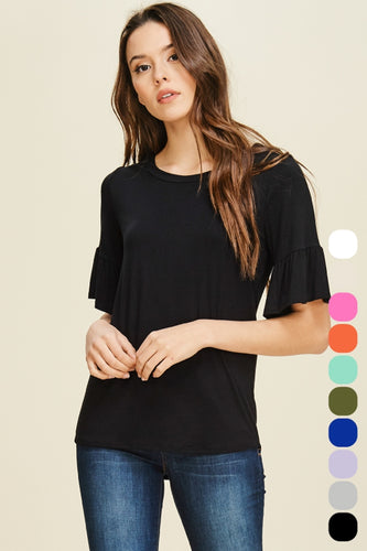 Basic Ruffle Sleeve Top