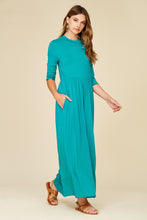 Load image into Gallery viewer, Teal 3/4 Sleeve Maxi Dress