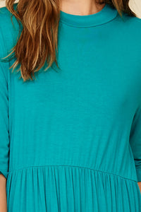 Teal 3/4 Sleeve Maxi Dress