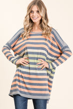 Load image into Gallery viewer, Oversized Multi Stripe Long Sleeve Top