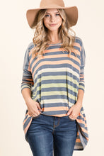 Load image into Gallery viewer, Oversized Multi Stripe Long Sleeve Top