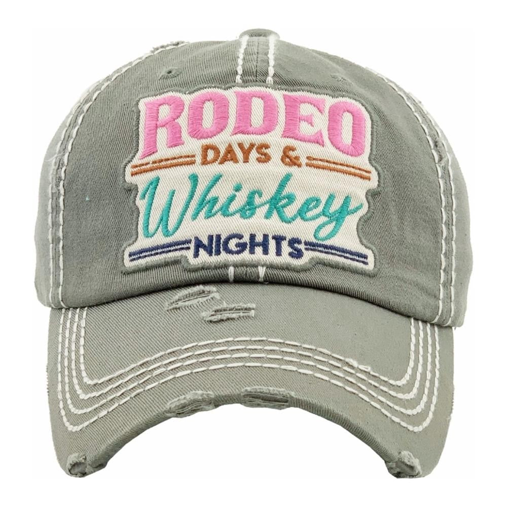 Rodeo Days & Whiskey Nights  Distressed Baseball Cap
