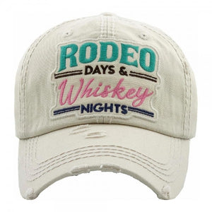 Rodeo Days & Whiskey Nights  Distressed Baseball Cap