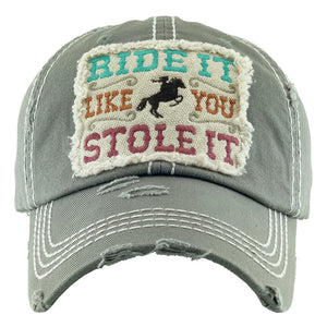 Vintage Distressed "Ride It Like You Stole It" Baseball Cap