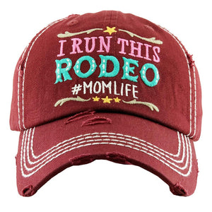 Vintage Distressed "I Run This Rodeo" #Momlife Baseball Cap