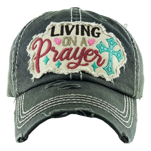 Vintage Distressed "Living on Prayer" Baseball Cap
